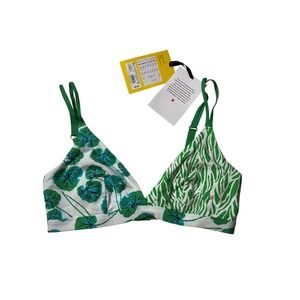 Diane von Furstenberg DVF Target Green Floral Zebra Print Bra Medium